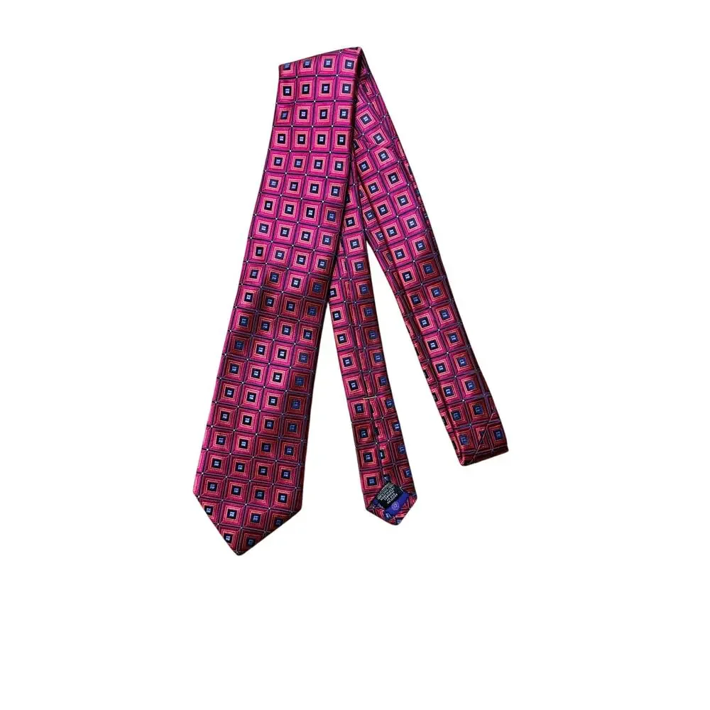 Ted Baker London Pink Geometric Square 100% Silk Necktie